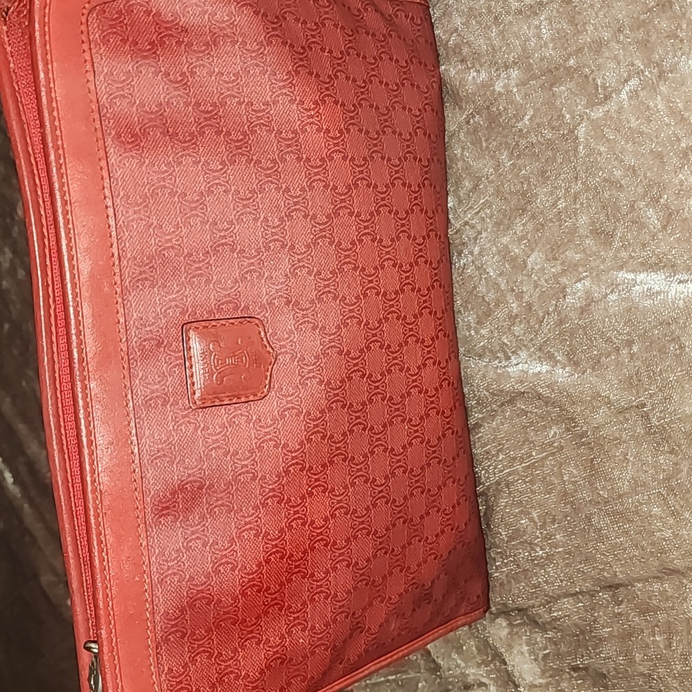 CELINE RARE RED MACADAM POUCH